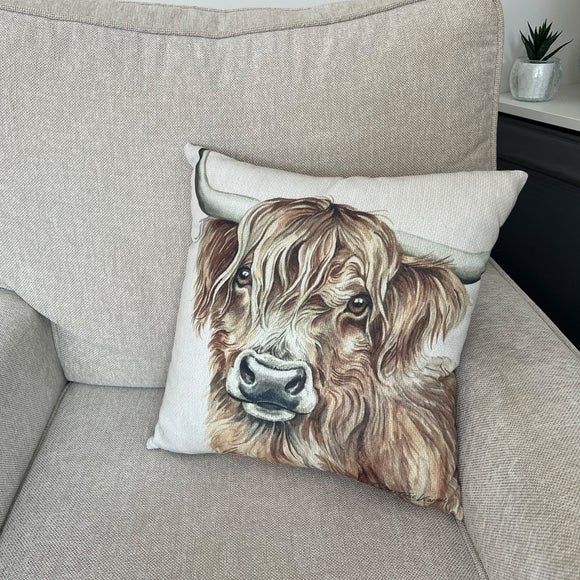 Christine Varley Highland Cow Square Cushion - image 1