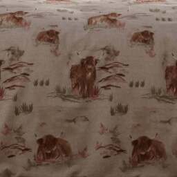 Dreams & Drapes Lodge Hanson Highland Cow Terracotta 100% Brushed Cotton Duvet Cover & Pillowcase Set - thumbnail 3