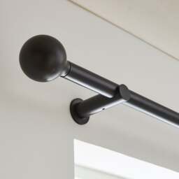 Contemporary Ball Fixed Metal Curtain Pole with Rings