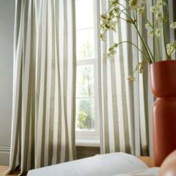 Beatrice Woven Stripe 100% Cotton Unlined Slot Top Curtains - thumbnail 4