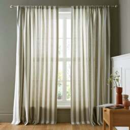 Beatrice Woven Stripe 100% Cotton Unlined Slot Top Curtains - thumbnail 2