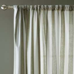 Beatrice Woven Stripe 100% Cotton Unlined Slot Top Curtains