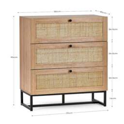 Hollis 3 Drawer Chest, Oak - thumbnail 6
