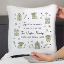 Personalised Highland Cow Home is Where the Herd is Cushion - thumbnail 2