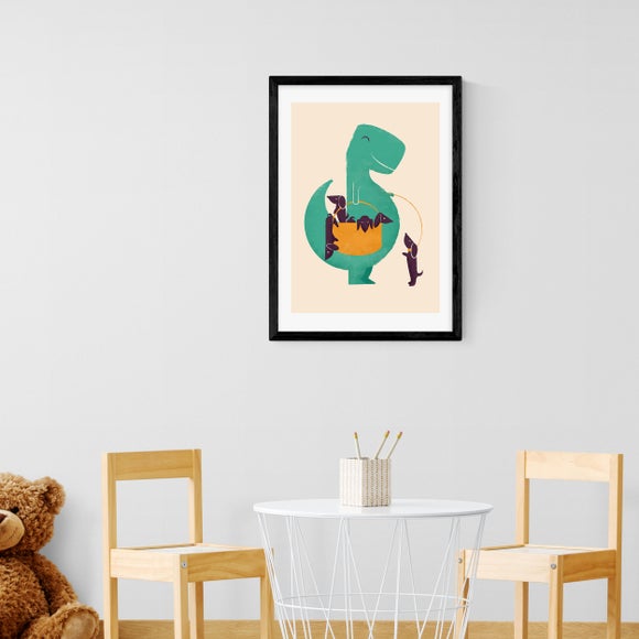 East End Prints T-Rex & his Basketful of Wiener Dogs Print - image 1