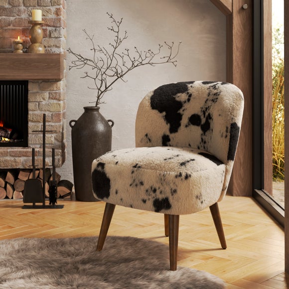 Elsie Cow Print Faux Fur Cocktail Chair - image 1