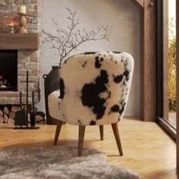Elsie Cow Print Faux Fur Cocktail Chair - thumbnail 2