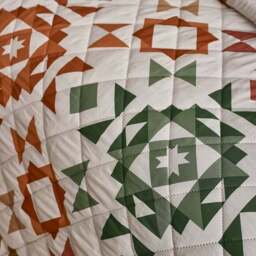 Catherine Lansfield Autumn Patchwork Geometric Bedspread - thumbnail 2
