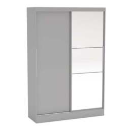 Lynx 132cm Sliding Double Wardrobe, Mirrored - thumbnail 2