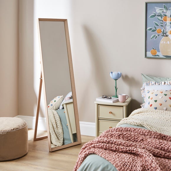 Wood Effect Full Length Freestanding Mirror - image 1
