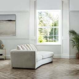 Blake Curved Arm Scatter Back Soft Texture Chenille Light Natural Corner Chaise - thumbnail 3