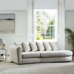 Blake Curved Arm Scatter Back Soft Texture Chenille Light Natural Corner Chaise - thumbnail 2