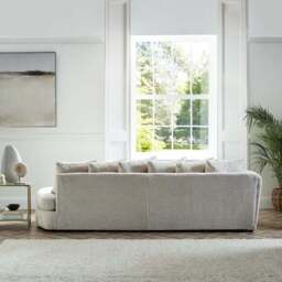 Blake Curved Arm Scatter Back Soft Texture Chenille Light Natural Corner Chaise - thumbnail 4