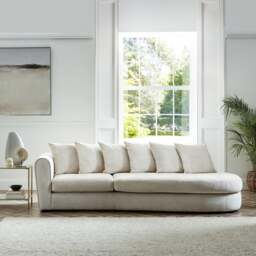 Blake Curved Arm Scatter Back Soft Texture Chenille Light Natural Corner Chaise - thumbnail 1