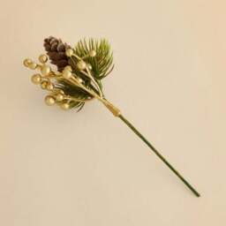 Gold Tipped Pine Cone Pick Tree Decoration - thumbnail 3