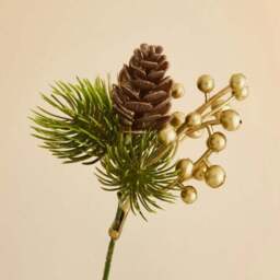 Gold Tipped Pine Cone Pick Tree Decoration - thumbnail 2