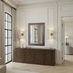 Yearn Carved Antique Bevelled Rectangle Wall Mirror - thumbnail 4
