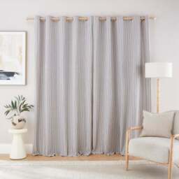 Linford Stripe Unlined Eyelet Curtains - thumbnail 4