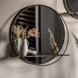 Cedar and Sage Weston Round Wall Mirror with Shelf - thumbnail 1