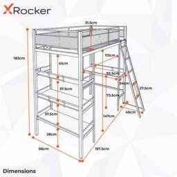 X Rocker Fortress Gaming High Sleeper Bunk Bed with Shelves & Desk - thumbnail 6