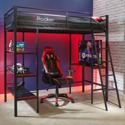 X Rocker Fortress Gaming High Sleeper Bunk Bed with Shelves & Desk - thumbnail 1