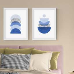 East End Prints Set of 2 Blue Geometric Prints - thumbnail 1