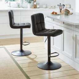 Jasmine Adjustable Height Swivel Bar Stool, Faux Leather - thumbnail 1