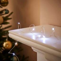 50 LED Battery Operated White Micro Lights Silver Wire - thumbnail 2