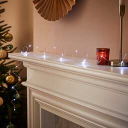 50 LED Battery Operated White Micro Lights Silver Wire