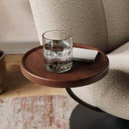 Junia Tonal Boucle Swivel Chair with Table - thumbnail 3