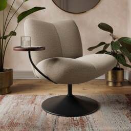 Junia Tonal Boucle Swivel Chair with Table