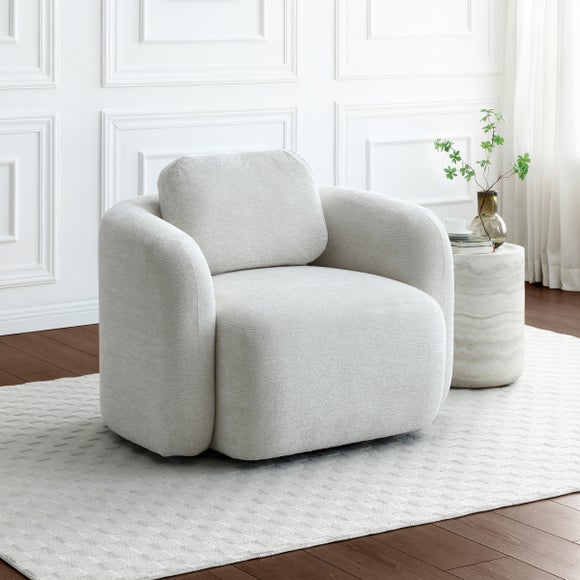 Max Natural Soft Chenille Curved Swivel Accent Chair - image 1