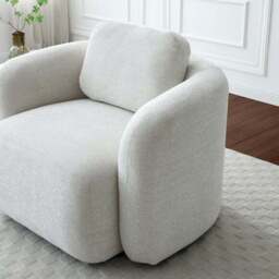 Max Natural Soft Chenille Curved Swivel Accent Chair - thumbnail 4
