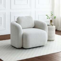 Max Natural Soft Chenille Curved Swivel Accent Chair - thumbnail 1
