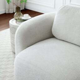 Max Natural Soft Chenille Curved Swivel Accent Chair - thumbnail 5