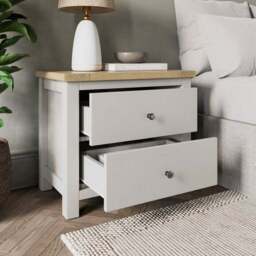 Olney Wide 2 Drawer Bedside Table - thumbnail 2