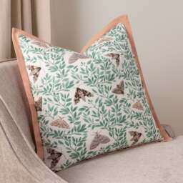 Wylder Silk Moth Cotton Square Cushion Cover - thumbnail 1