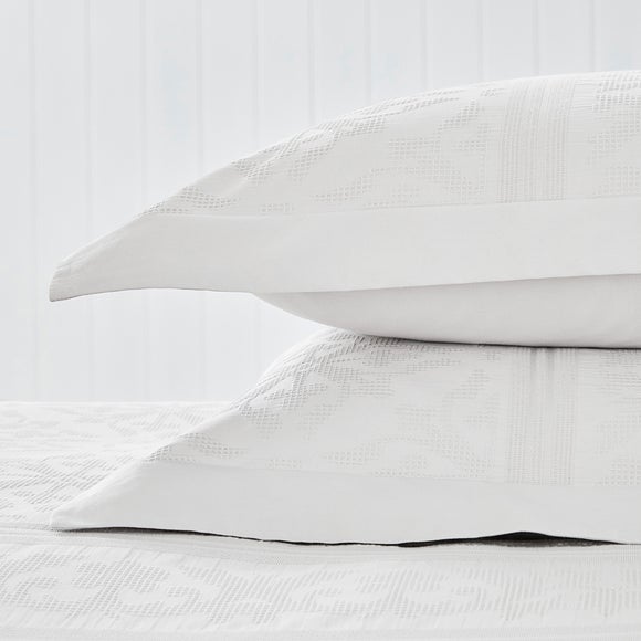 Dorma Purity Paloma 100% Cotton White Oxford Pillowcase Pair by