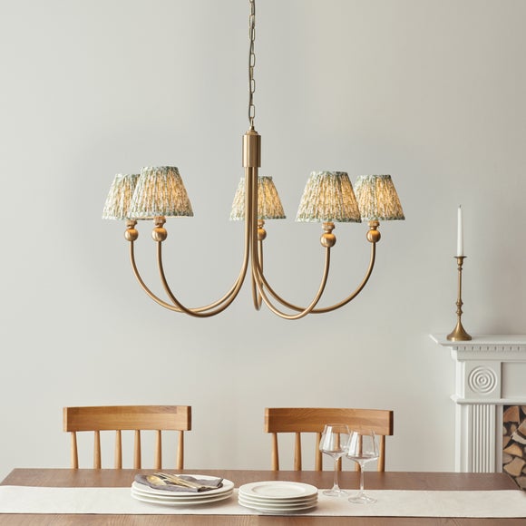 Vogue Javier 5 Light Adjustable Curve Pendant Light with Green Leaf Lamp Shades - image 1