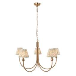 Vogue Javier 5 Light Adjustable Curve Pendant Light with Green Leaf Lamp Shades - thumbnail 5
