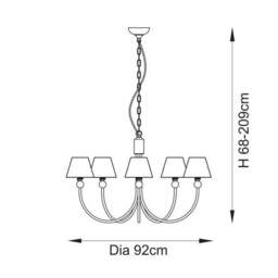 Vogue Javier 5 Light Adjustable Curve Pendant Light with Green Leaf Lamp Shades - thumbnail 6