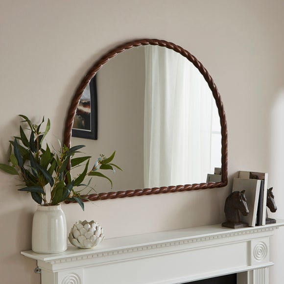 Lucia Twisted Wood Arched Overmantel Wall Mirror - image 1