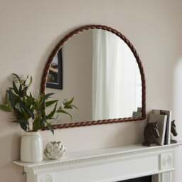 Lucia Twisted Wood Arched Overmantel Wall Mirror