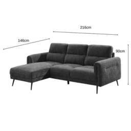 Kelso 3 Seater Chenille Corner Chaise Sofa - thumbnail 4