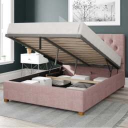 Olivier Pure Pastel Cotton Ottoman Bed Frame - thumbnail 2