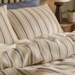 Yard Waffle Stripe 100% Cotton Duvet Cover & Pillowcase Set - thumbnail 2