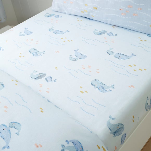 Pack of 2 Little Whales 100% Cotton Fitted Bed Sheets - image 1