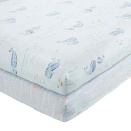 Pack of 2 Little Whales 100% Cotton Fitted Bed Sheets - thumbnail 3