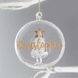 Personalised Name Tree Glass Bauble Gold - thumbnail 4