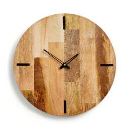 Light Mango Wood Round Wall Clock - thumbnail 3
